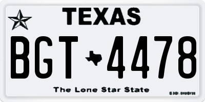 TX license plate BGT4478