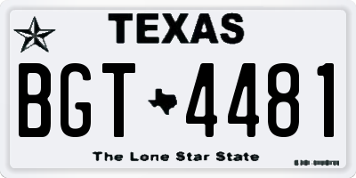 TX license plate BGT4481
