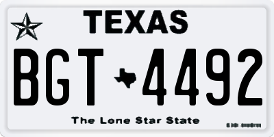TX license plate BGT4492