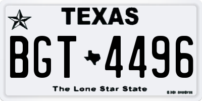 TX license plate BGT4496