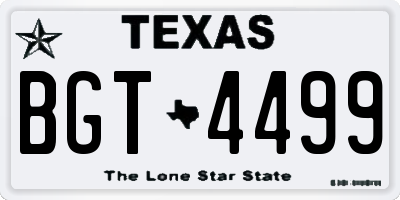 TX license plate BGT4499