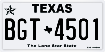 TX license plate BGT4501