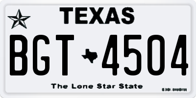 TX license plate BGT4504