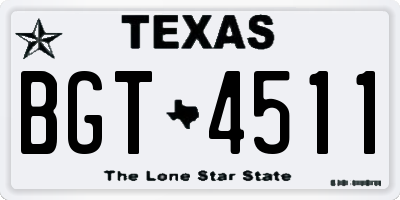 TX license plate BGT4511