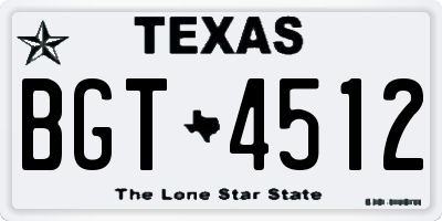 TX license plate BGT4512