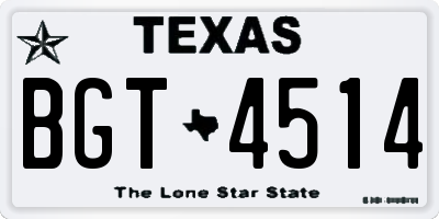 TX license plate BGT4514