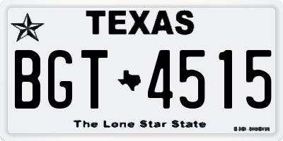 TX license plate BGT4515
