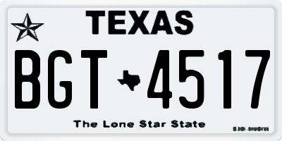 TX license plate BGT4517