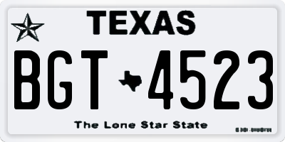 TX license plate BGT4523