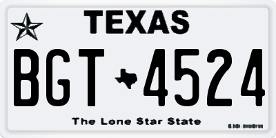 TX license plate BGT4524