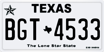 TX license plate BGT4533