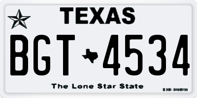 TX license plate BGT4534