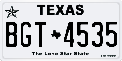 TX license plate BGT4535