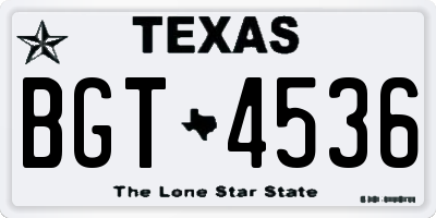 TX license plate BGT4536