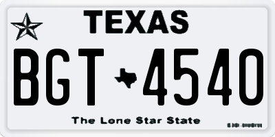 TX license plate BGT4540