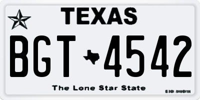TX license plate BGT4542