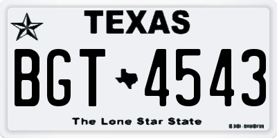 TX license plate BGT4543
