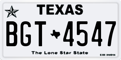 TX license plate BGT4547