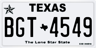 TX license plate BGT4549