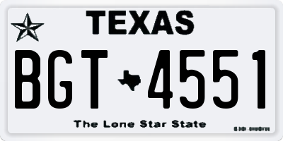 TX license plate BGT4551