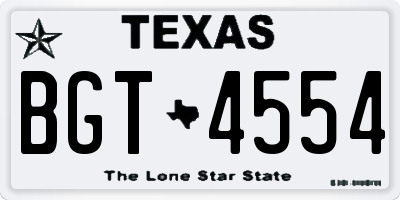TX license plate BGT4554