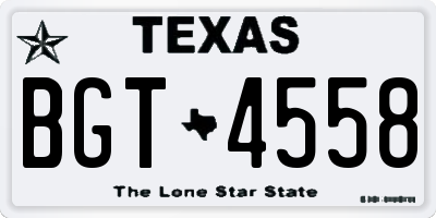 TX license plate BGT4558