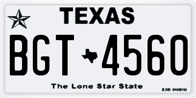 TX license plate BGT4560