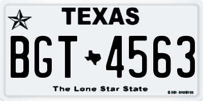 TX license plate BGT4563