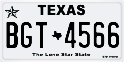 TX license plate BGT4566