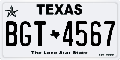 TX license plate BGT4567