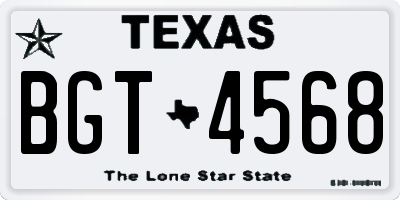 TX license plate BGT4568