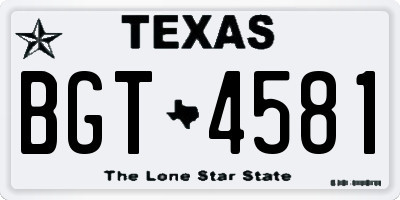 TX license plate BGT4581