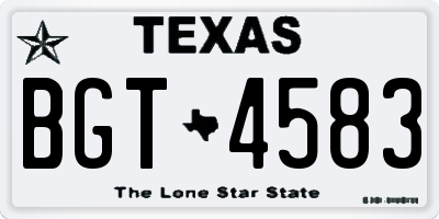 TX license plate BGT4583