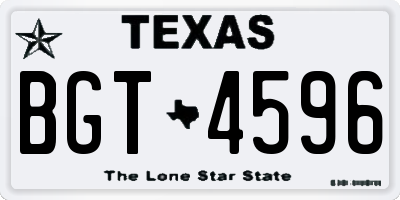 TX license plate BGT4596