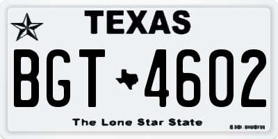 TX license plate BGT4602