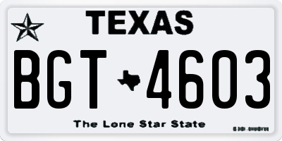 TX license plate BGT4603