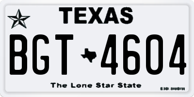 TX license plate BGT4604