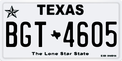 TX license plate BGT4605