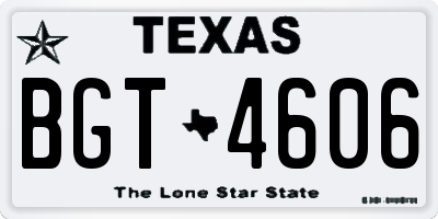 TX license plate BGT4606