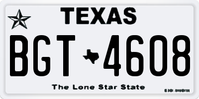 TX license plate BGT4608