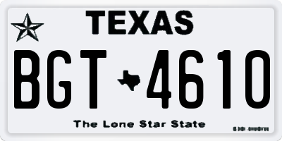 TX license plate BGT4610