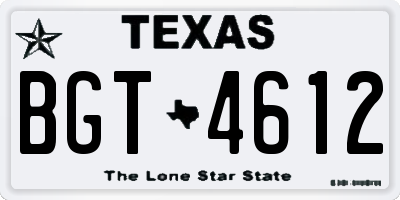 TX license plate BGT4612