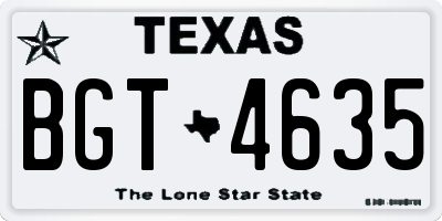 TX license plate BGT4635