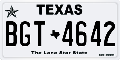 TX license plate BGT4642