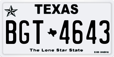 TX license plate BGT4643