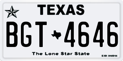 TX license plate BGT4646
