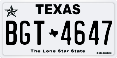 TX license plate BGT4647