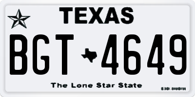 TX license plate BGT4649