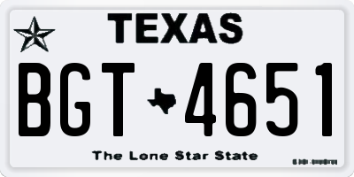 TX license plate BGT4651
