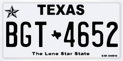 TX license plate BGT4652